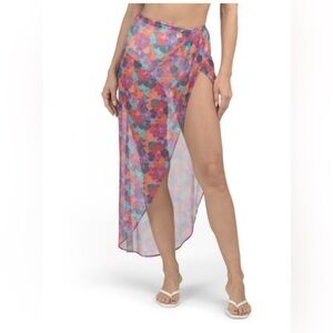 Hutch Jelena Sheer Floral Print Wrap Cover Up Skirt Size Medium NWOT